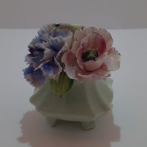 Vintage Radnor Bone China Flower Bouquet with Mint Color Base.